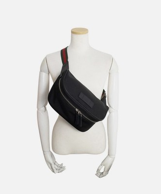 GUCCI 630920 Belt bag Techno Canvas, Black & Red & Green Belt Bag