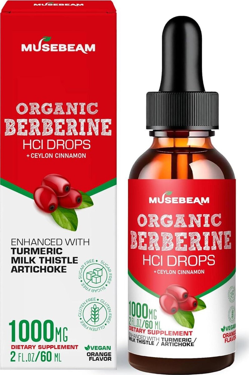 Organic Berberine HCl 1000mg Liquid Drops - with Ceylon Cinnamon