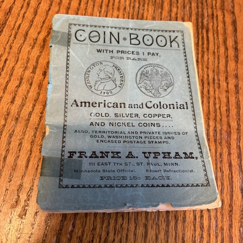 Antique Coin Book Frank A Upham American & Colonial Coins Price Guide 43pg