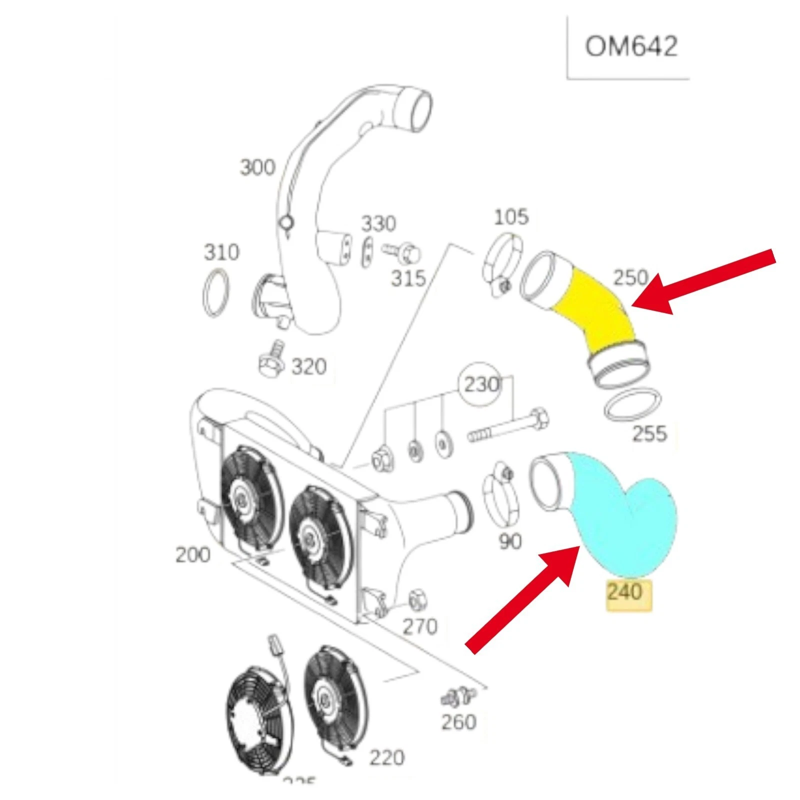 2x Turboschlauch Ladeluftschlauch für MERCEDES G-Klasse 300 CDI (W461) OM642 - Bild 1 von 1
