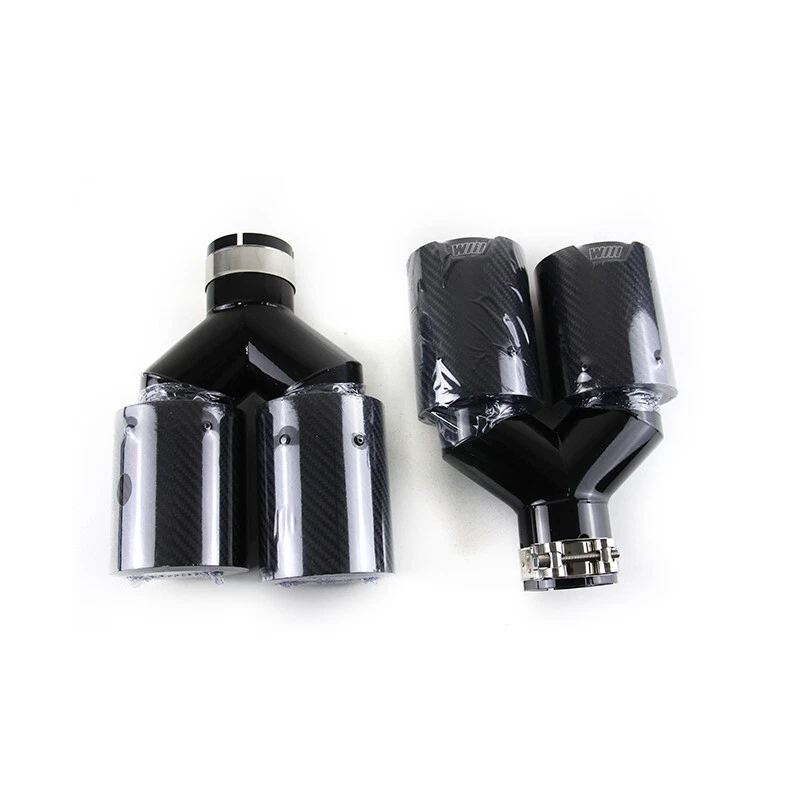 2x Doble para BMW 63MM In 93MM Out Car Escape de fibra de carbono DOBLE Extremo Puntas Tubo de escape Foto 3 de 4