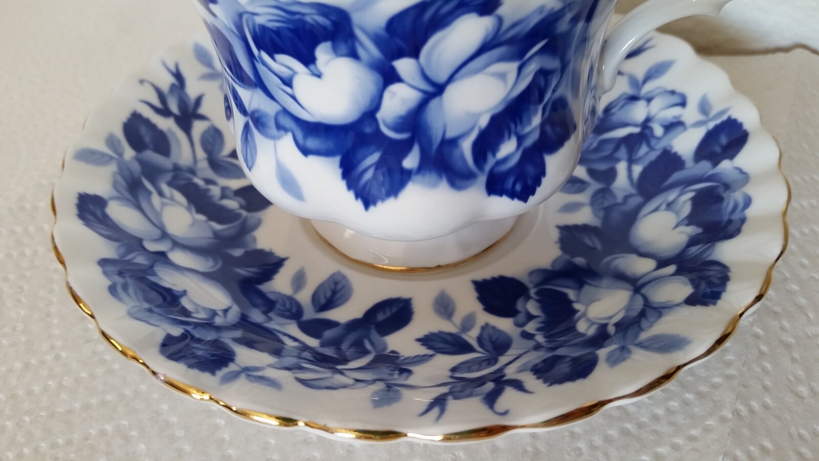 Vintage Royal Albert Blue Roses Teacup and Saucer Gold Rim England