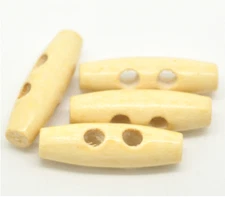 5 Light Wooden Toggle Buttons Baby 2 Hole 35mm Varnished Sewing Craft UK SELLER