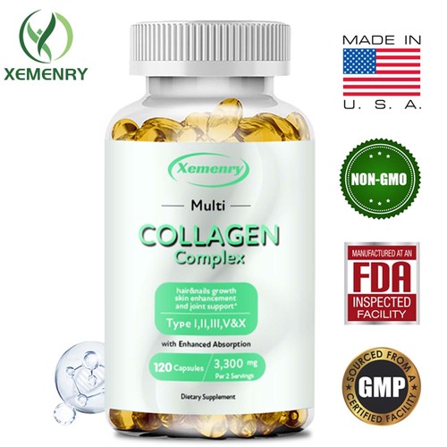 Kollagen Komplex 3300mg - Typ I,II,III,V,X - Anti-Aging, Haut-, Haar- & Gelenkpflege - Bild 1 von 13