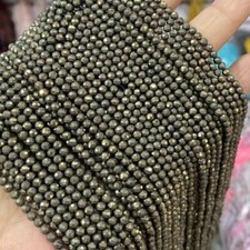 2/3/4mm Real Natural Shining Micro Round Faceted Pyrite Beads for Jewelry Making
