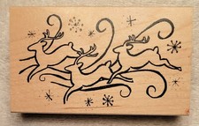 Christmas Reindeer Rubber Stamp, Snowflakes, Great Impressions G239 - NEW