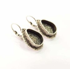 Earring Blank Base Settings Silver Resin Blank Brass 14x10mm blank 1 Set G34464