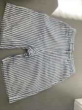80s 90s Vintage Lee Jean Shorts Striped Womens 10 28 High Waisted White Blue
