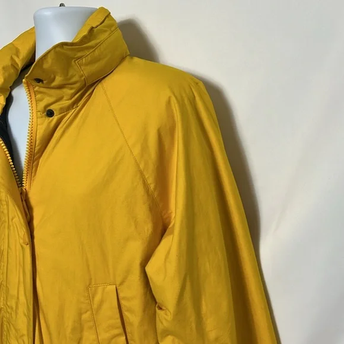 Nautica Women's Size Large Yellow Raincoat Hooded Zip and Snap Front Lined Coat - Picture 5 of 16