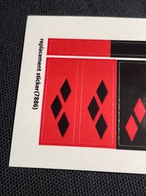 New Lego 7886 The Batcycle: Harley Quinn's Hammer Truck Replacement Sticker Pack