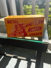 Vintage Cast Metal Barclay Manoil Spring Firing Action Cannon NOS w orig box