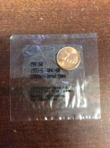 1955 S Lincoln Head Cent Unc 60 In Littleton Coin Co Packaging Ebay - image is loading 1955 s lincoln head cent unc 60 in