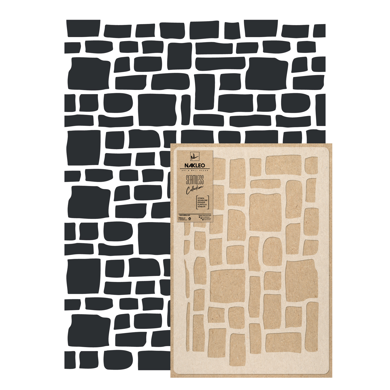 Reusable PLASTIC Wall STENCIL Template 59x95cm Seamless // STONE WALL