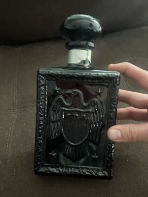 JW Dant Black Eagle Theme Whisky Decanter Vintage MCM Decor
