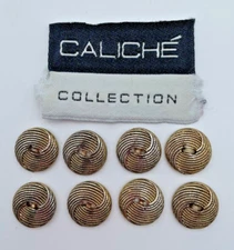 Caliche Collection Replacement Buttons Swirled Brass Metal 2 Hole Flat Set Of 8