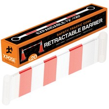 Orange and White Retractable Barrier for Traffic Cones - 2" OD - 72-120" 20 Pack