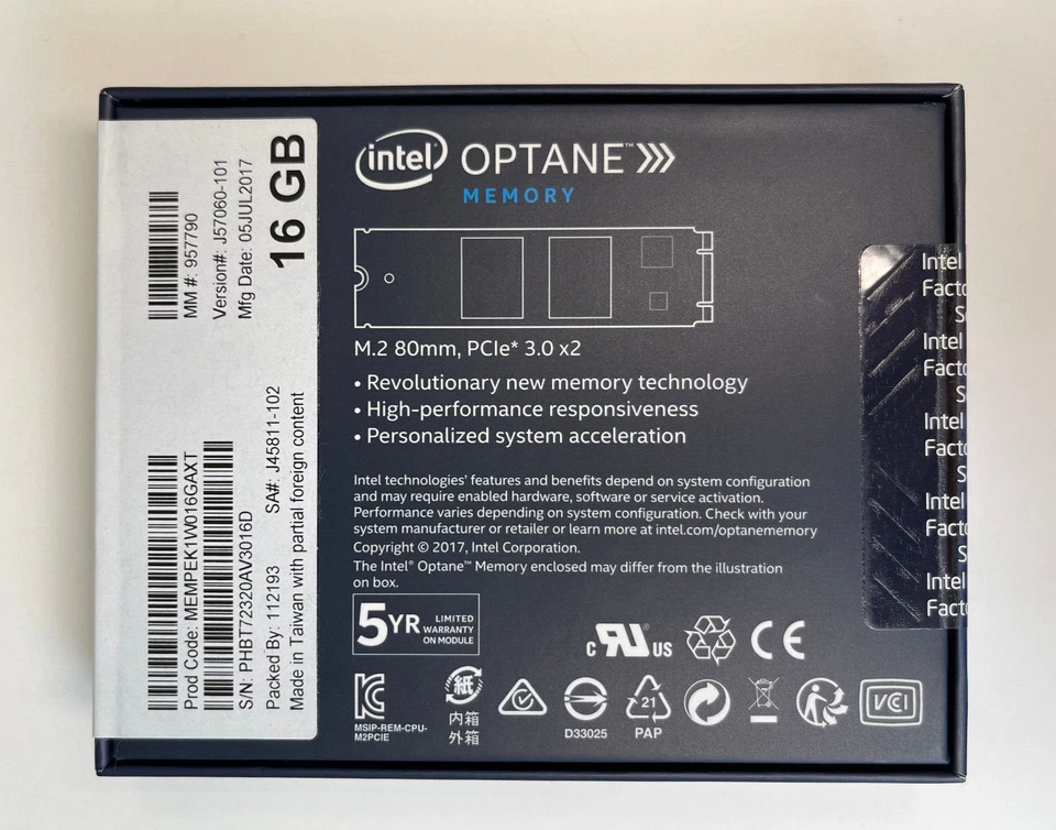 NEW INTEL OPTANE MEMEOR MEMPEK1W016GAXT 16GB, M.2 80MM PCIe 3.0, 20NM, 3D XPOINT - Image 3 of 3