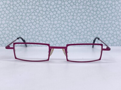 Theo Belgium Eyeglasses Womens Pink Purple Square Rectangle Large 764 Medium