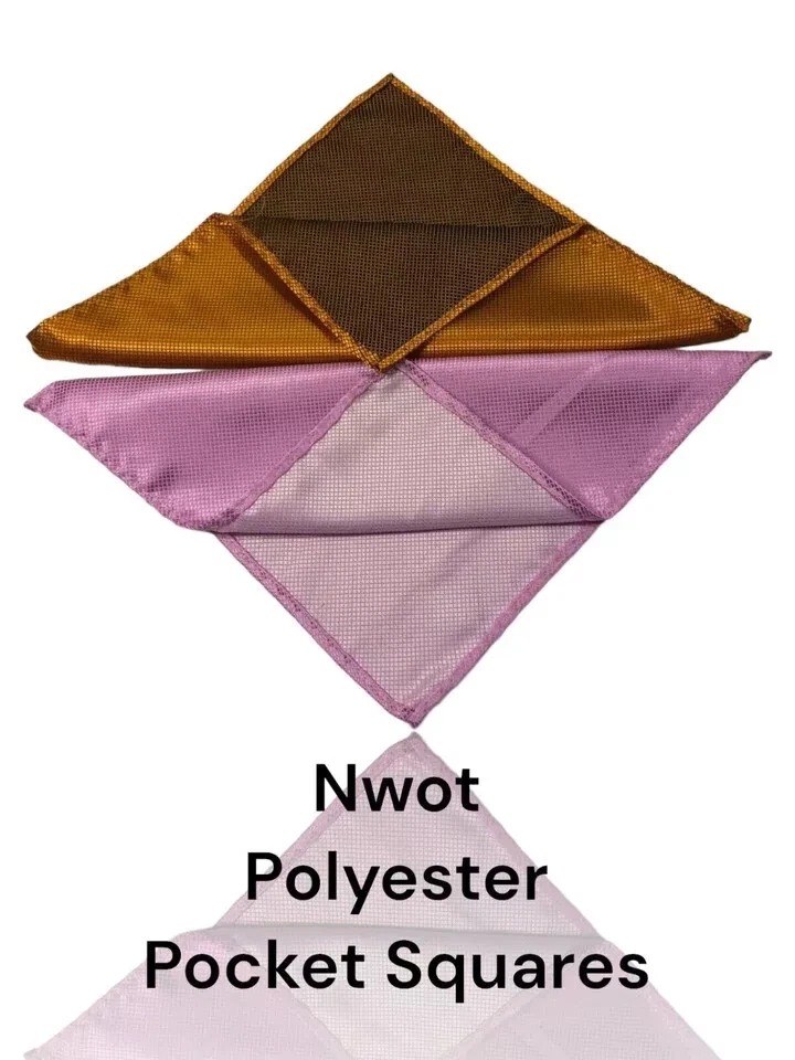 Nuevo sin etiquetas 2 Poli Color Sólido, 8.5" X 8.5", Cuadrados de Bolsillo, Dorado/Rosa Foto 4 de 4