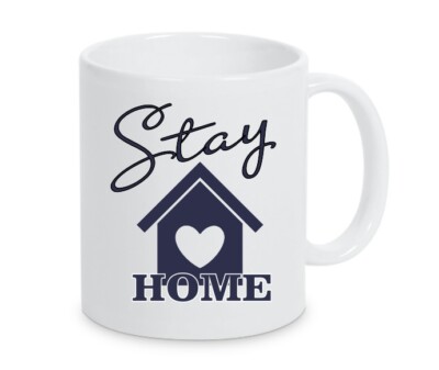 Stay home  - Stay at home- Bleib zu Hause-Keramik Tasse personalisiert