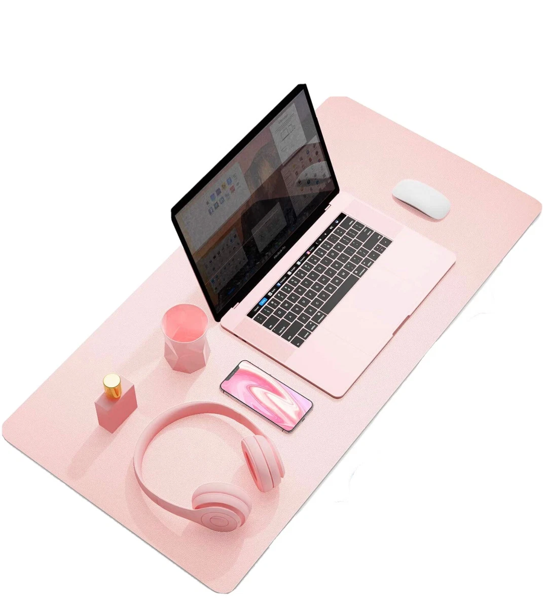 Tapis souris en cuir rose - accessoire de bureau made in France