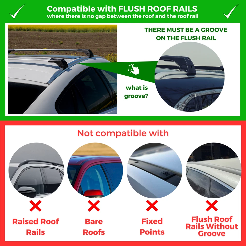 Fits Volvo XC90 2016-2025 with Factory Rails 2PCS Roof Rack Cross Bars 165 LBS - Image 3 of 4