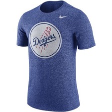 New Nike Los Angeles Dodgers Baseball Marled Retro Logo Royal MLB T-shirt (M) 