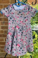 Disney Girls XS Sz 4-5 Minnie Mouse Grey Fit  Flare Knit Dress