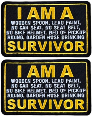 I Am A Survivor ''Old School'' Embroidered Patch | 2PC iron on or Sew on   4''x2.5''