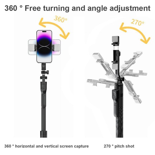 Portable 68" Wireless Remote Selfie Stick Tripod Phone Cam Stand W/ Fill Lights - Picture 13 of 15