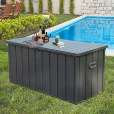 Domi Outdoor Storage Deck Box 100 Gallons Water Resistant Lockable with Wheels