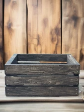 Wooden Crate | Small Vintage Stained Storage Box | Rustic Home Decor & Organizer