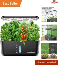 Hydroponic Herb Vegetable Grow Kit - 10 Pods, LED Grow Light, Water Level Window