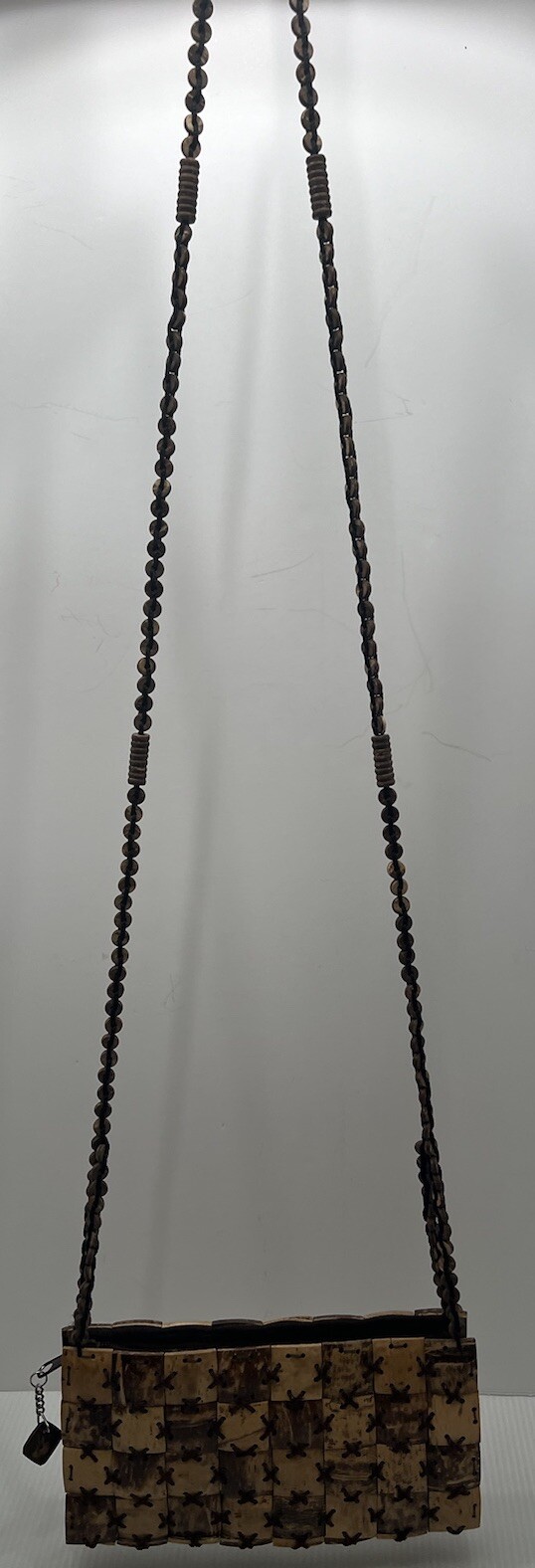 Coconut Shell Purse Patchwork Style Handbag Natur… - image 2