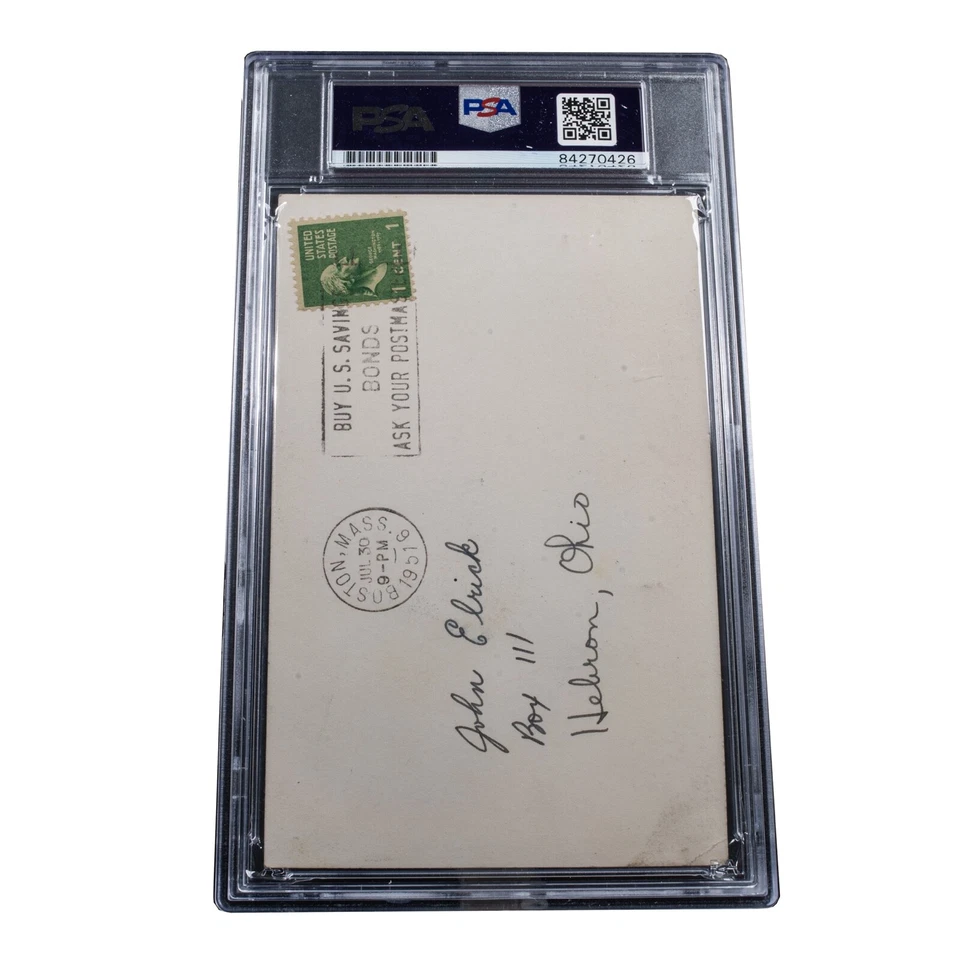 Postcard Lou Boudreau Boston Red Sox Hard 1951 Auto PSA Authentic RARE!!! - Image 2 of 2