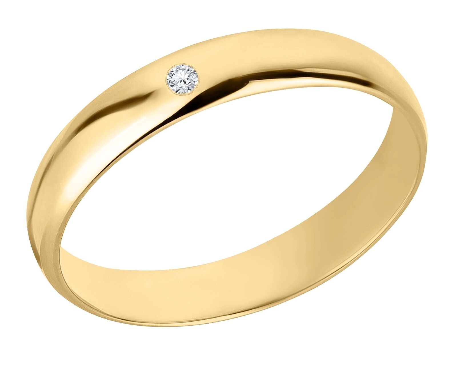 Trauring aus 375 Gold mit 0,02 ct Diamant Brillant 4 mm breit Gelbgold hochglanz