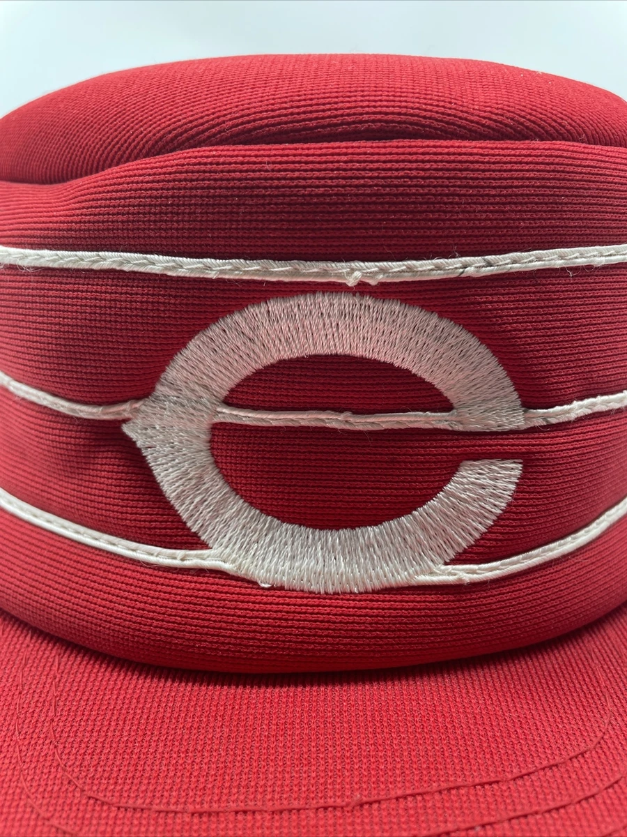 VTG CINCINNATI REDS Snapback Hat Pillbox STriped Baseball MLB