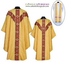 NEW YELLOW Gothic Chasuble & Stole Set, Gothic Vestment, Casulla, Casula, Casel