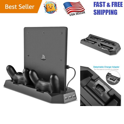 2-in-1 Charger & Cooling Stand for PS4 Pro/Slim with USB Ports - Compact Design