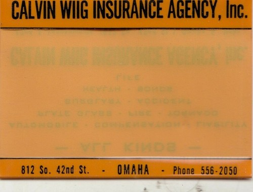 VINTAGE BUSINESS CARD TAG - CALVIN WIIG INSURANCE AGENCY OMAHA NEBRASKA - 第 2/2 張圖片