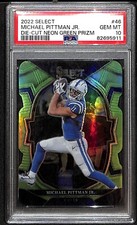 2022 Panini Select Die Cut Neon Green Prizm Michael Pittman Jr /299 PSA 10