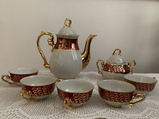 Set n.9 Pz. Ceramica Bavaria - n.5 Tazze caffè Zuccheriera Caffettiera  Anni '50