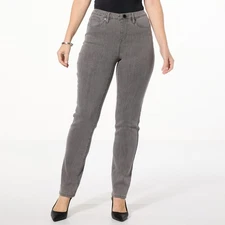 DG2 by Diane Gilman Petite Starlight Denim Straight Leg Jeans Gray 14 New