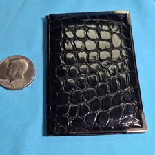 Black Faux Crocodile Business Card Holder wit...