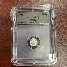 2026 Liberia Steampunk Black Bear $25 Platinum 0.9995 ICG MS70 PS12