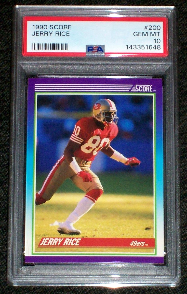 Jerry Rice #200 Football Cards 1990 Panini Score trading card — raw and PSA graded price guide