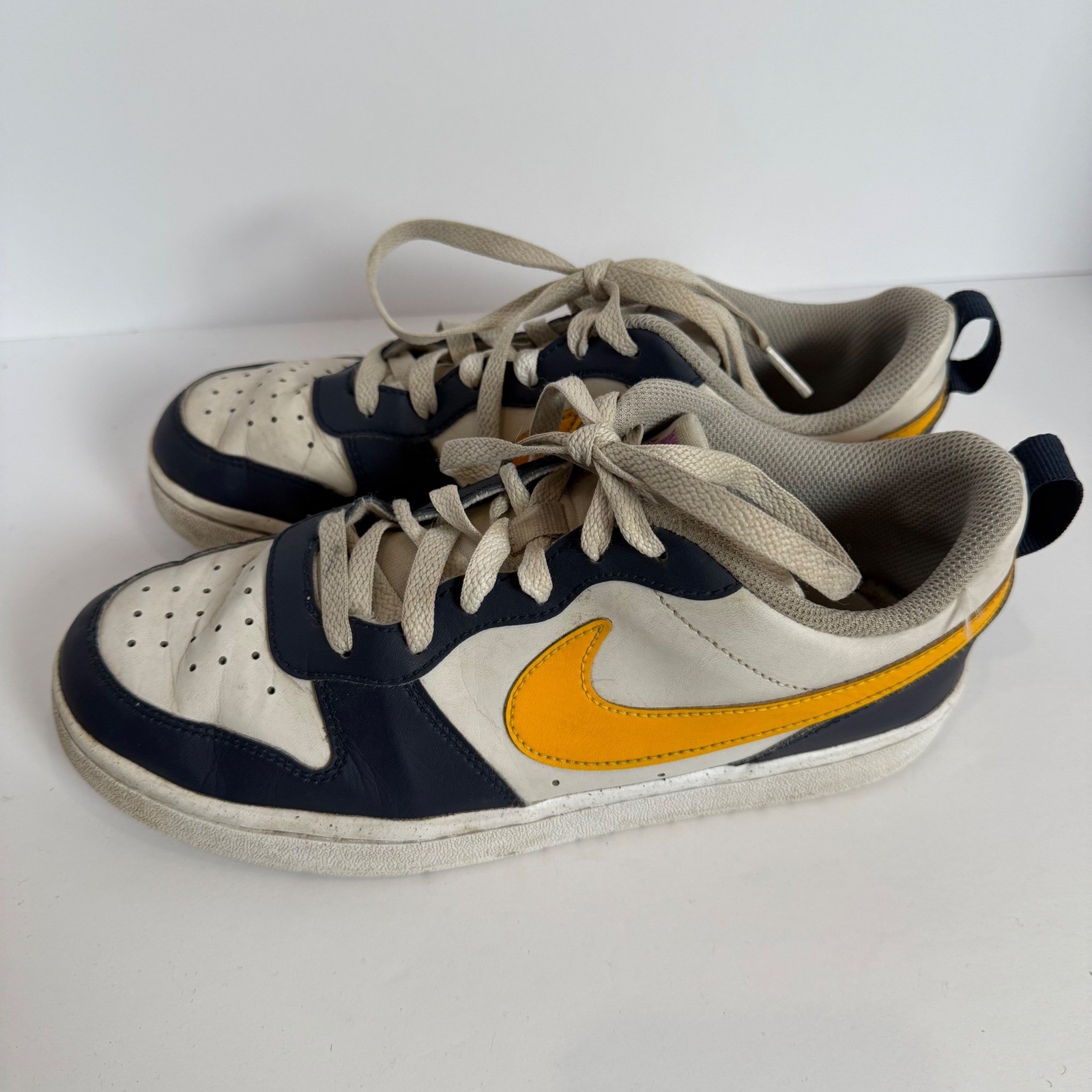 Nike Low Next Nature Youth GS Shoes White Yellow Navy HJ3482 071 Size 6.5Y thumbnail 3
