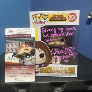 Luci Christian Signed Ochaco MY HERO ACADEMIA Exclusive Funko Pop With Quote
