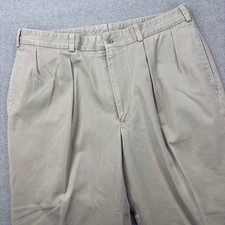 Bills Khakis Bullard Field Pants Mens 38x33 Beige Pleated Cuffed USA Made FLAW