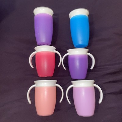Lot Of 6 Munchkin Miracle 360 Trainer Sippy Cup blue purple pink lilac
